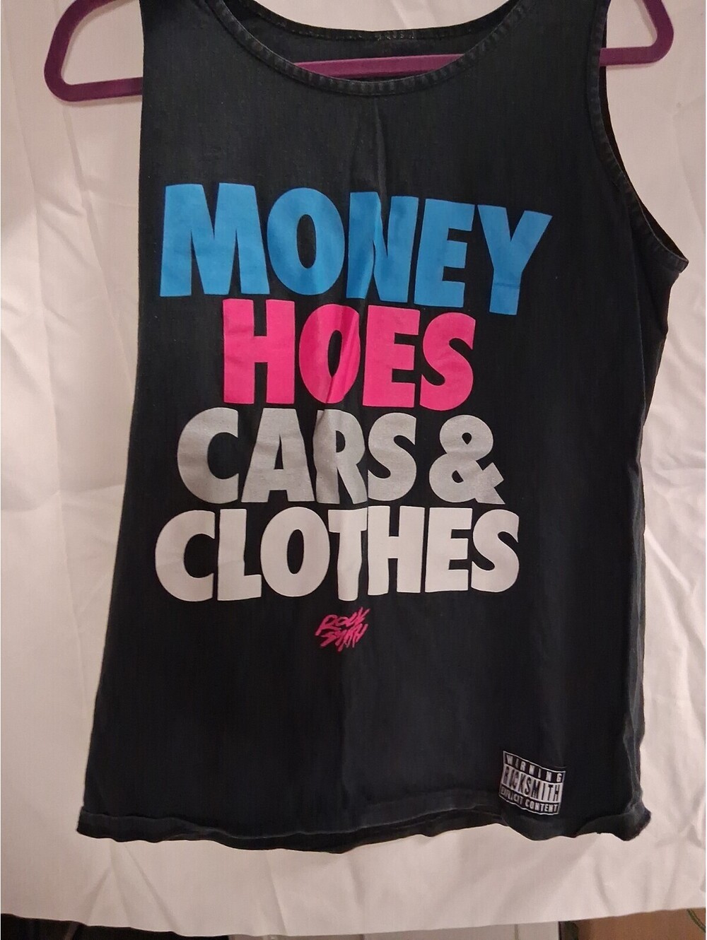 Rocksmith Money Hoes Cars And Cloths Black Tank Top Size Medium J2